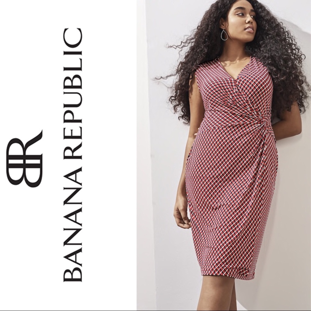 Banana Republic, Geometric Print Wrapped Dress Sm